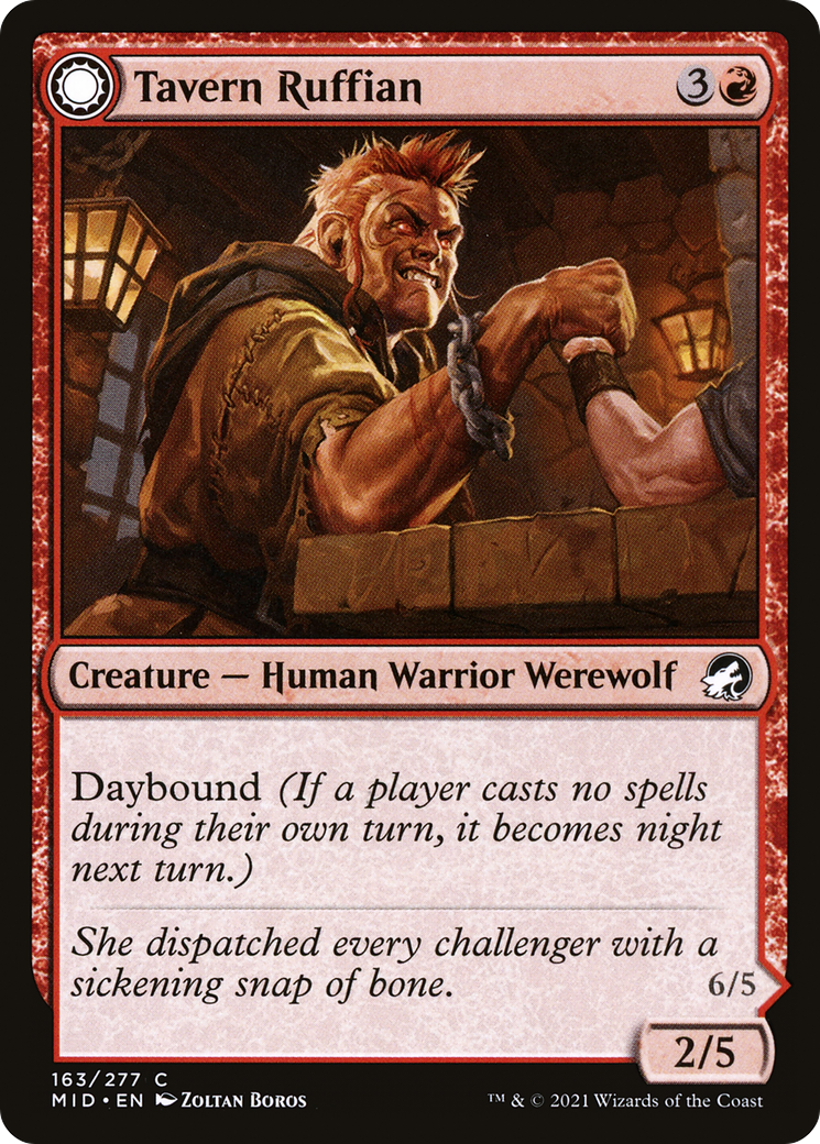 Image of Tavern Ruffian (MID-163) - Innistrad: Midnight Hunt: (Double Faced Transform) Foil