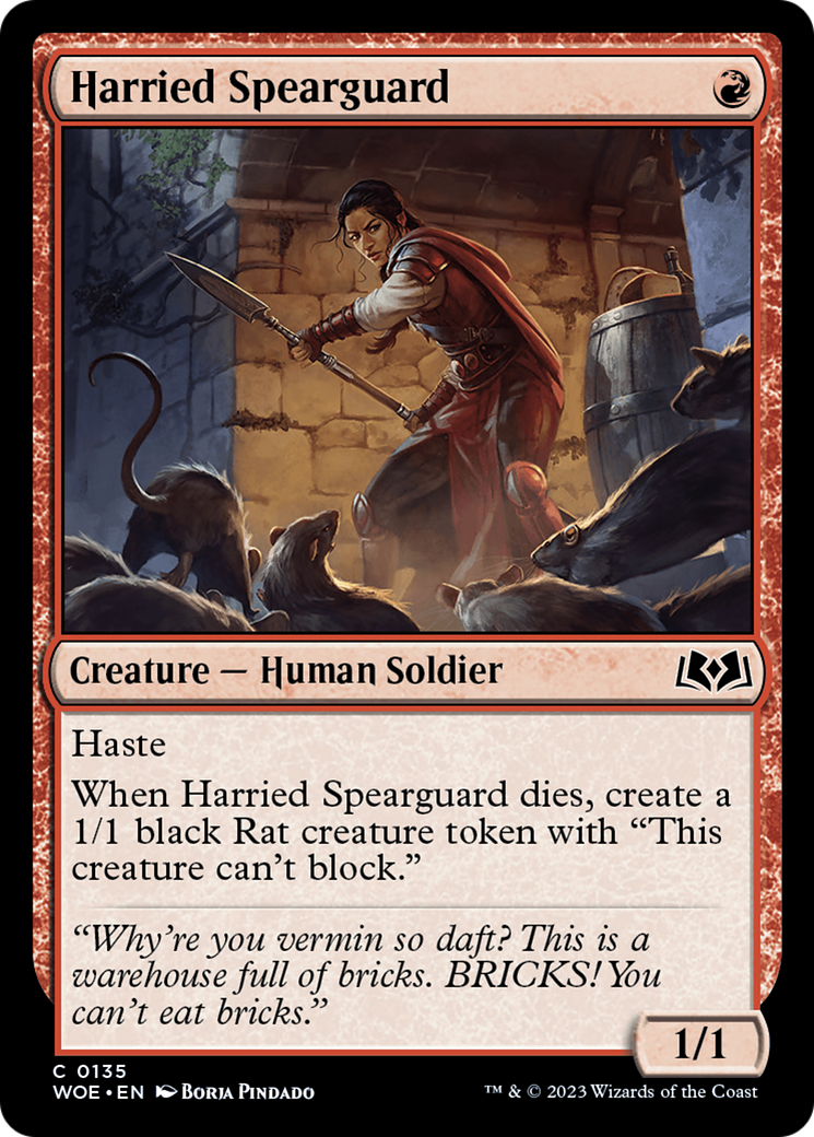 Image of Harried Spearguard (WOE-135) - Wilds of Eldraine Foil