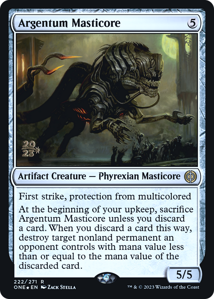 Image of Argentum Masticore (PRE-222) - Phyrexia: All Will Be One Promos Foil