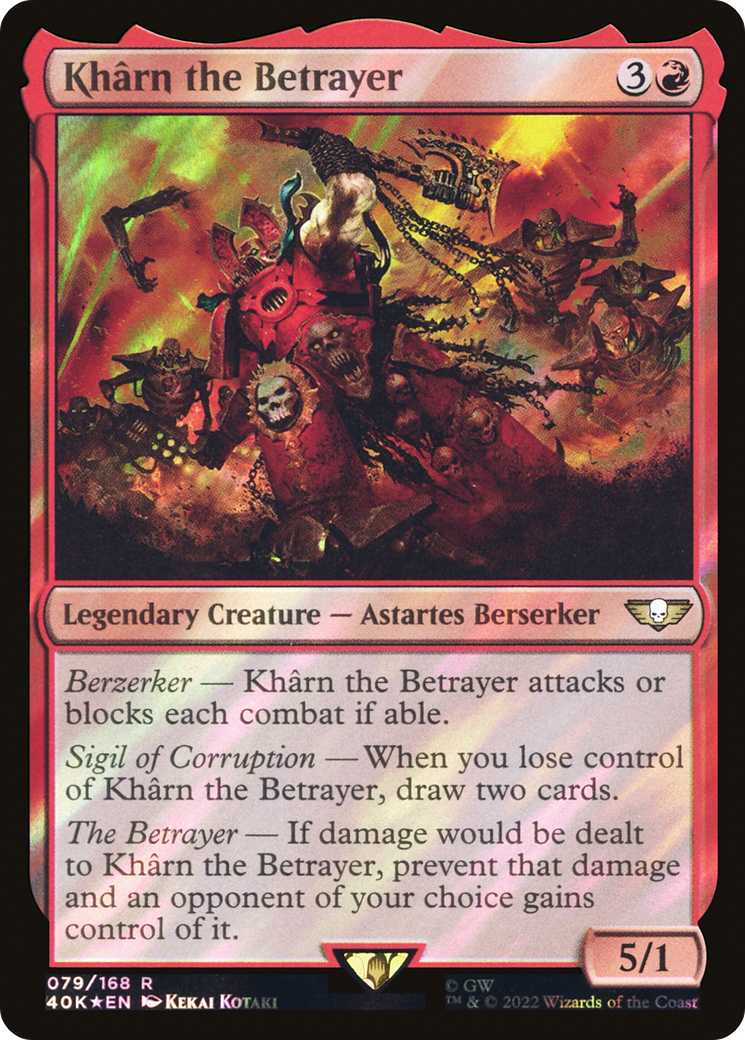 Image of Kharn the Betrayer (Surge Foil) (40K-079) - Warhammer 40,000 Commander Foil