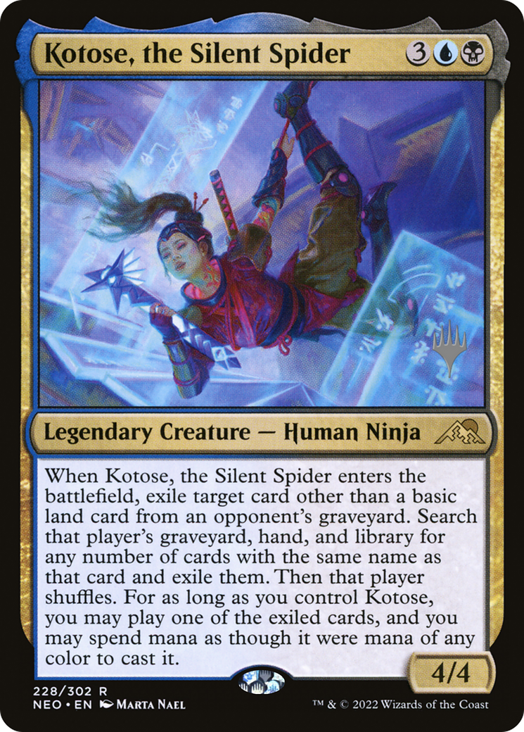 Image of Kotose, the Silent Spider (PPNEO-228) - Kamigawa: Neon Dynasty Promos Foil