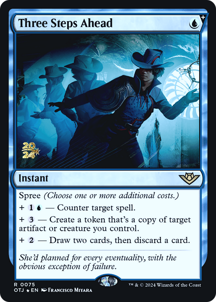Image of Three Steps Ahead (PRE-075) - Outlaws of Thunder Junction Promos Foil