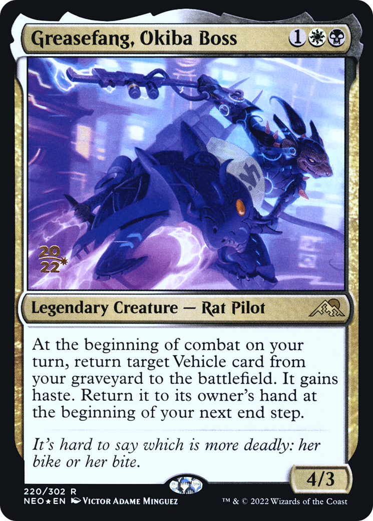 Image of Greasefang, Okiba Boss (PRE-220) - Kamigawa: Neon Dynasty Promos Foil
