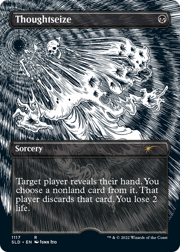 Image of Thoughtseize (Borderless) (SLD-1117) - Secret Lair Drop (Borderless) Etched Foil