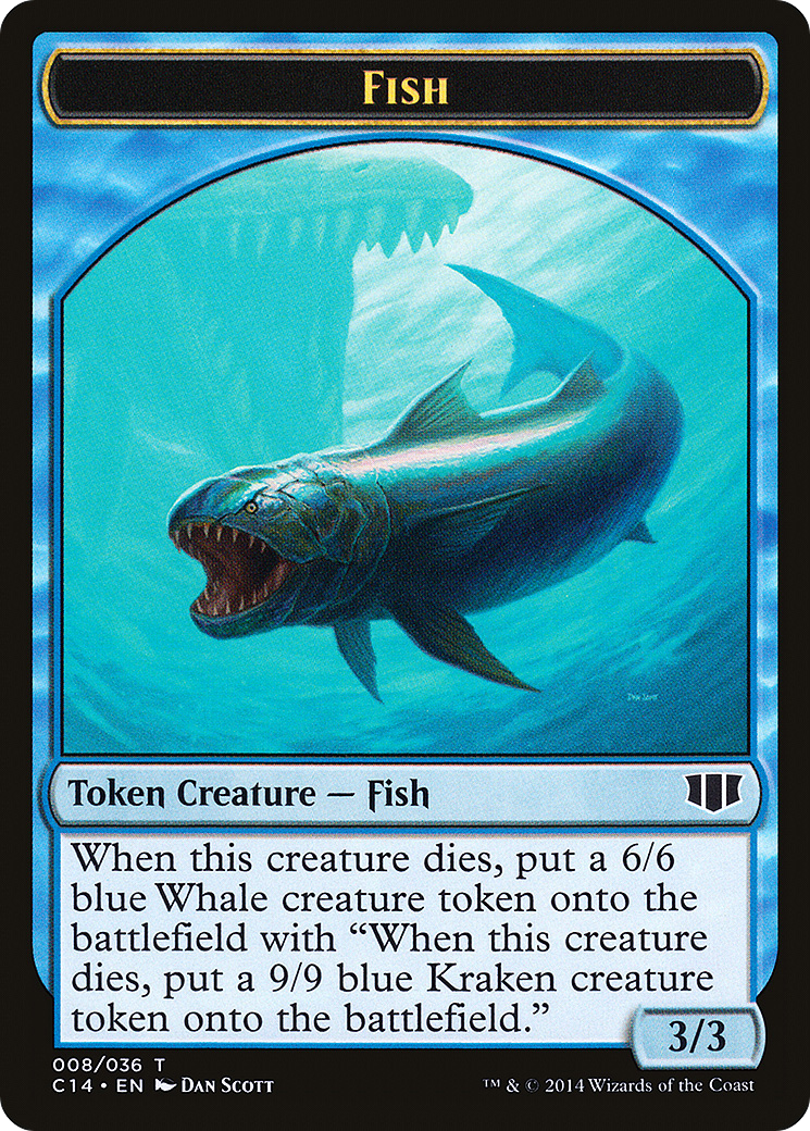 Image of Fish // Zombie (Blue) Double-sided Token (C14-8 // 11) - Commander 2014 Tokens
