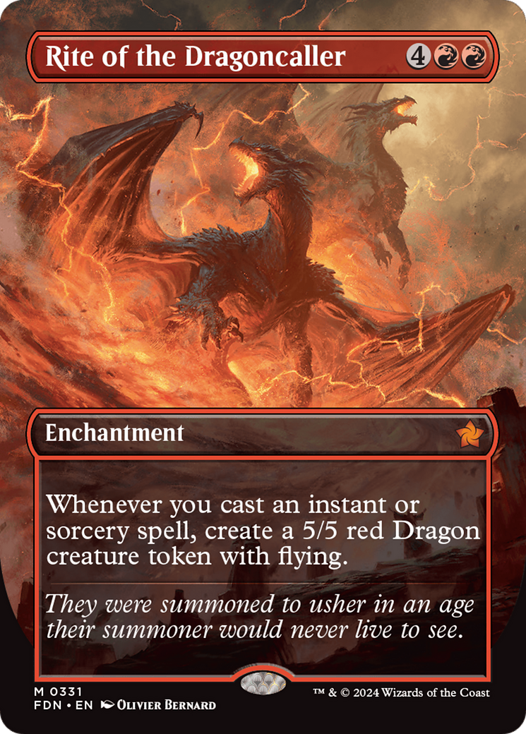 Image of Rite of the Dragoncaller (Borderless) (FDN-331) - Foundations: (enchantment) (Borderless) Foil