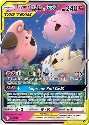 Image of Togepi & Cleffa & Igglybuff GX 143/236  - Holofoil SM  Cosmic Eclipse - Ultra Rare