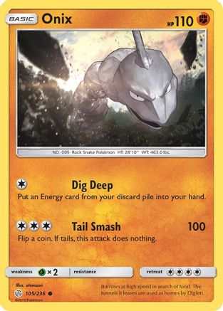 Image of Onix 105/236  - Reverse Holofoil SM  Cosmic Eclipse - Common