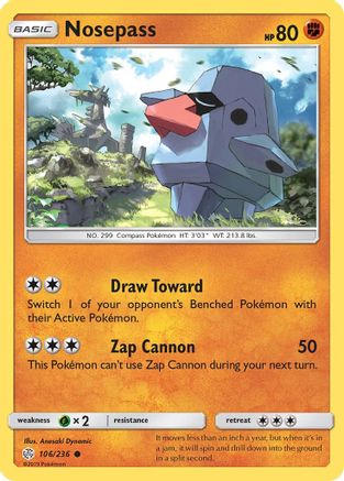 Image of Nosepass 106  - Reverse Holofoil SM  Cosmic Eclipse - Common