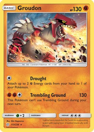 Image of Groudon 113/236  - Reverse Holofoil SM  Cosmic Eclipse - Rare