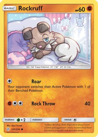 Image of Rockruff 123/236  - Reverse Holofoil SM  Cosmic Eclipse - Common
