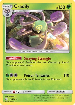 Image of Cradily 011/236  - Reverse Holofoil SM  Cosmic Eclipse - Rare
