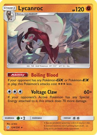Image of Lycanroc 124  - Reverse Holofoil SM  Cosmic Eclipse - Holo Rare