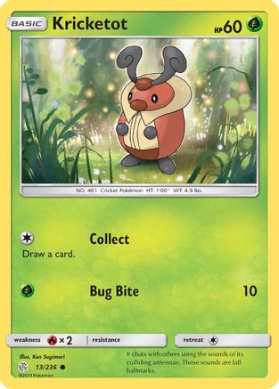 Image of Kricketot 013/236  - Reverse Holofoil SM  Cosmic Eclipse - Common