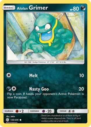 Image of Alolan Grimer 130/236  - Reverse Holofoil SM  Cosmic Eclipse - Common