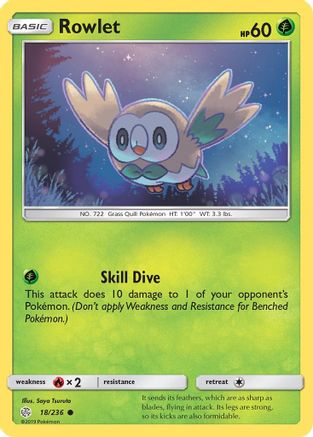 Image of Rowlet 018/236  - Reverse Holofoil SM  Cosmic Eclipse - Common