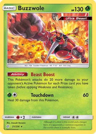 Image of Buzzwole 021/236  - Holofoil SM  Cosmic Eclipse - Holo Rare