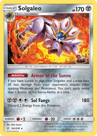 Image of Solgaleo 142/236  - Reverse Holofoil SM  Cosmic Eclipse - Holo Rare