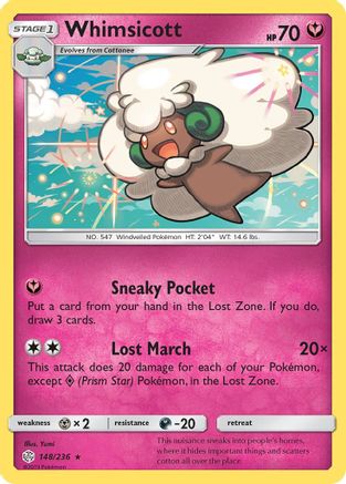 Image of Whimsicott 148/236  - Reverse Holofoil SM  Cosmic Eclipse - Rare