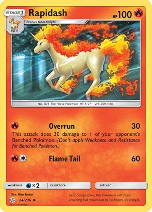 Image of Rapidash 024/236  - Reverse Holofoil SM  Cosmic Eclipse - Uncommon