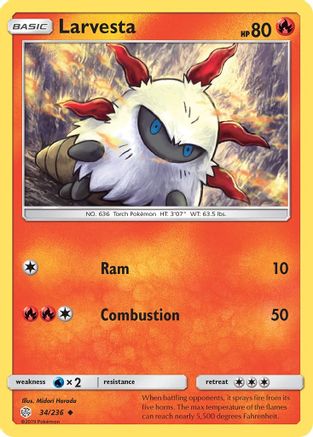 Image of Larvesta 034/236  - Reverse Holofoil SM  Cosmic Eclipse - Uncommon