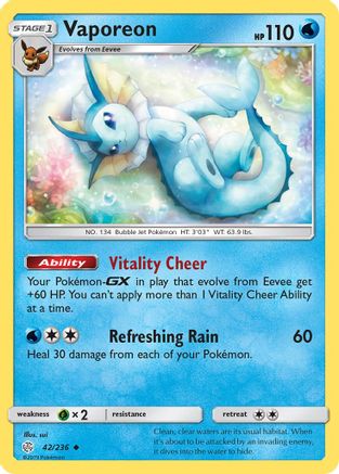 Image of Vaporeon 042  SM  Cosmic Eclipse - Uncommon