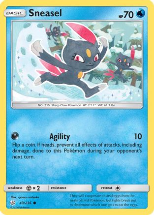 Image of Sneasel 043/236  - Reverse Holofoil SM  Cosmic Eclipse - Common