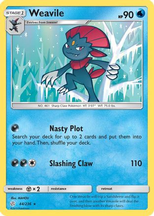 Image of Weavile 044  - Reverse Holofoil SM  Cosmic Eclipse - Rare