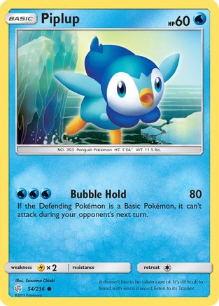 Image of Piplup 054/236  - Reverse Holofoil SM  Cosmic Eclipse - Common