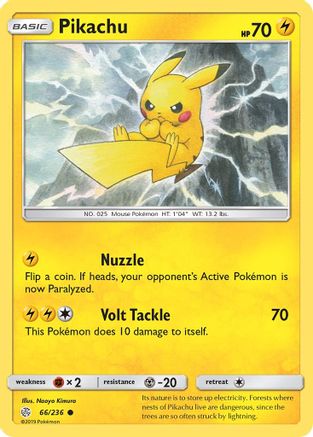 Image of Pikachu 066/236  - Reverse Holofoil SM  Cosmic Eclipse - Common