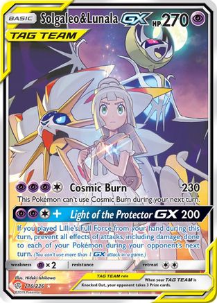 Image of Solgaleo & Lunala GX (Full Art) 216/236  - Holofoil SM  Cosmic Eclipse - Ultra Rare