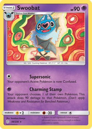 Image of Swoobat 088/236  - Reverse Holofoil SM  Cosmic Eclipse - Rare