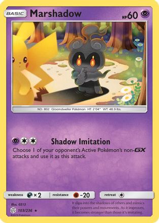 Image of Marshadow 103/236  - Reverse Holofoil SM  Cosmic Eclipse - Rare