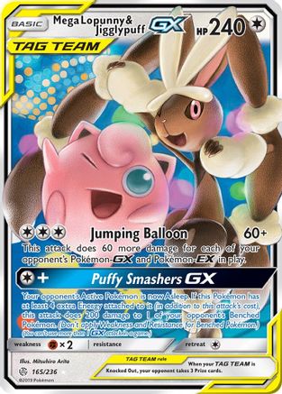 Image of Mega Lopunny & Jigglypuff GX 165/236  - Holofoil SM  Cosmic Eclipse - Ultra Rare