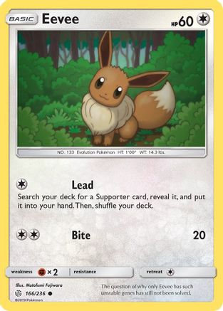 Image of Eevee 166/236  - Reverse Holofoil SM  Cosmic Eclipse - Common