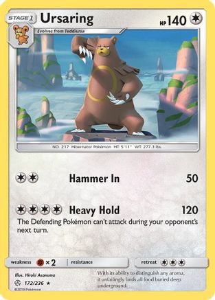 Image of Ursaring 172  - Reverse Holofoil SM  Cosmic Eclipse - Rare