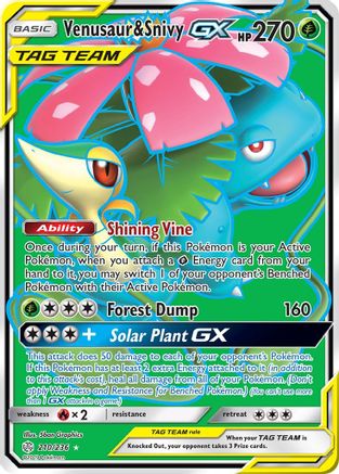 Image of Venusaur & Snivy GX (Full Art) 210  - Holofoil SM  Cosmic Eclipse - Ultra Rare