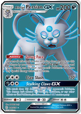 Image of Alolan Persian GX (Full Art) 219  - Holofoil SM  Cosmic Eclipse - Ultra Rare
