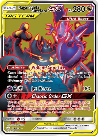 Image of Naganadel & Guzzlord GX (Full Art) 223  - Holofoil SM  Cosmic Eclipse - Ultra Rare