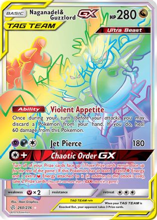 Image of Naganadel & Guzzlord GX (Secret) 260  - Holofoil SM  Cosmic Eclipse - Secret Rare