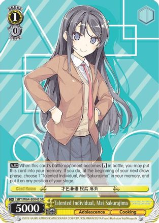 Image of Talented Individual, Mai Sakurajima (SR) (SBY/W64-E004S SR) - Rascal Does Not Dream of Bunny Girl Senpai
