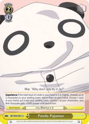 Image of Panda Pajamas (SBY/W64-E021 U) - Rascal Does Not Dream of Bunny Girl Senpai