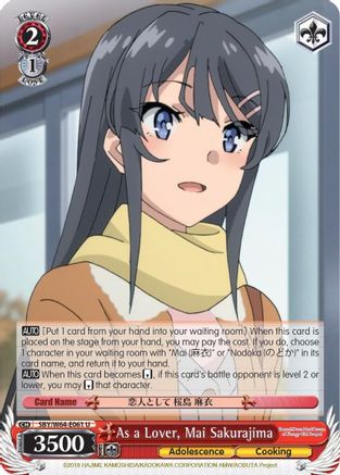 Image of As a Lover, Mai Sakurajima (SBY/W64-E061 U) - Rascal Does Not Dream of Bunny Girl Senpai