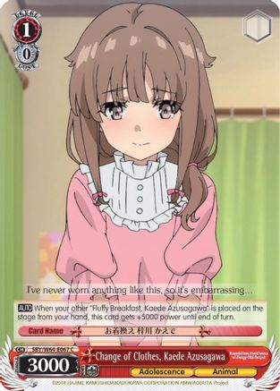 Image of Change of Clothes, Kaede Azusagawa (SBY/W64-E067 C) - Rascal Does Not Dream of Bunny Girl Senpai