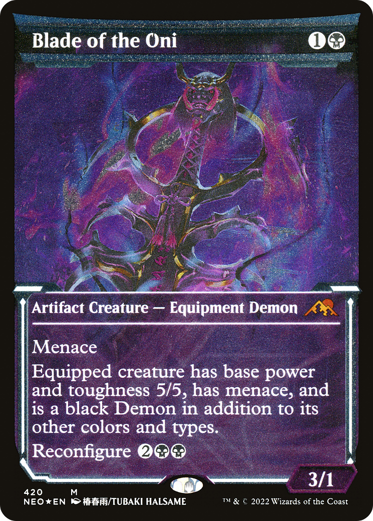 Image of Blade of the Oni (NEO-420) - Kamigawa: Neon Dynasty: (Showcase) Etched Foil