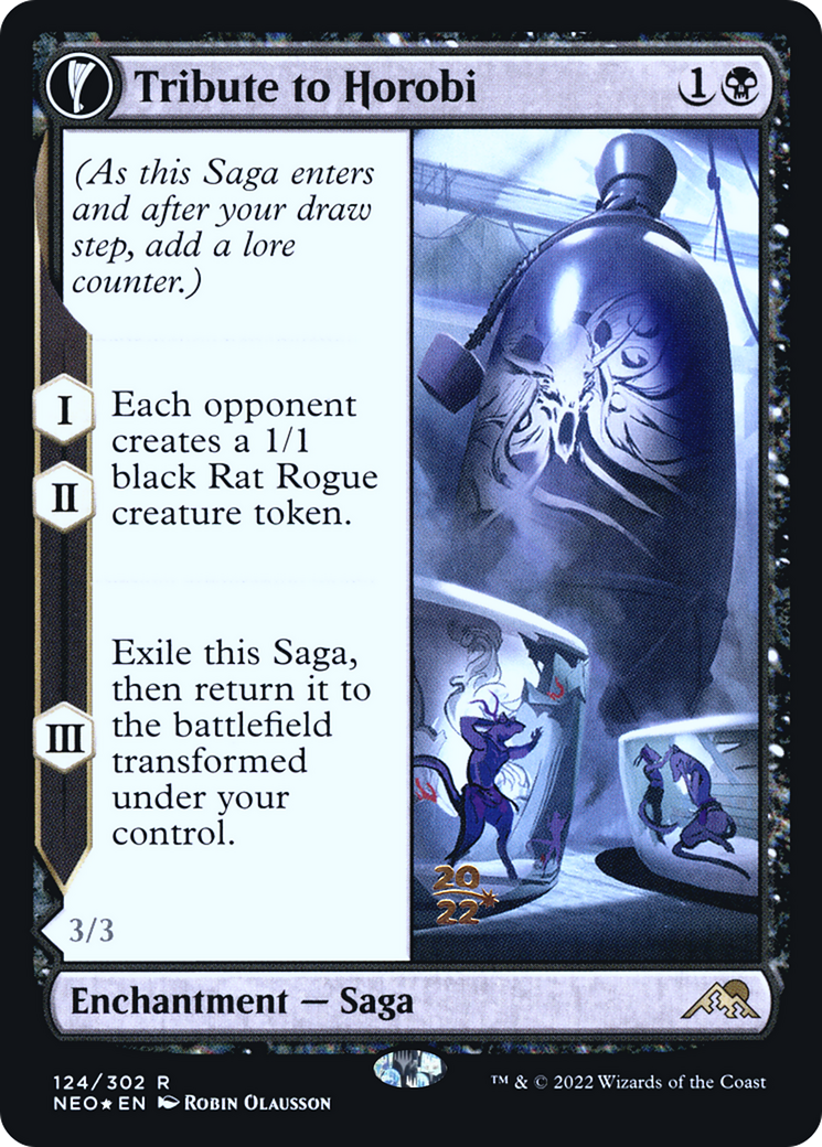 Image of Tribute to Horobi (PRE-124) - Kamigawa: Neon Dynasty Promos: (fandfc, enchantment) Foil