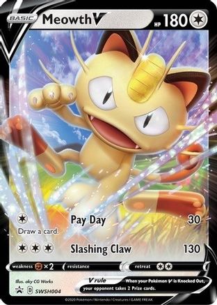 Image of Meowth V SWSH004  - Holofoil SWSH Sword & Shield Promo Cards - Promo