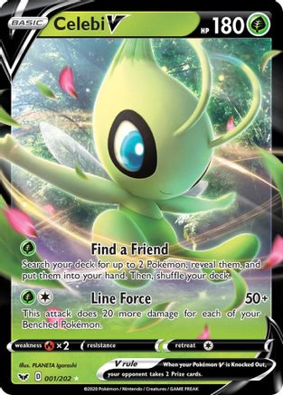Image of Celebi V 001/202  - Holofoil SWSH01 Sword & Shield Base Set - Ultra Rare