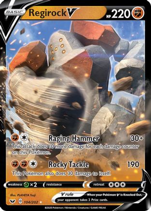 Image of Regirock V 104/202  - Holofoil SWSH01 Sword & Shield Base Set - Ultra Rare