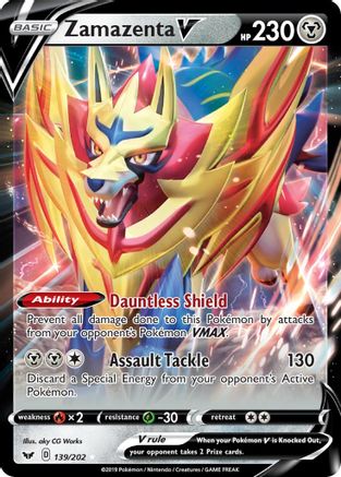 Image of Zamazenta V 139/202  - Holofoil SWSH01 Sword & Shield Base Set - Ultra Rare